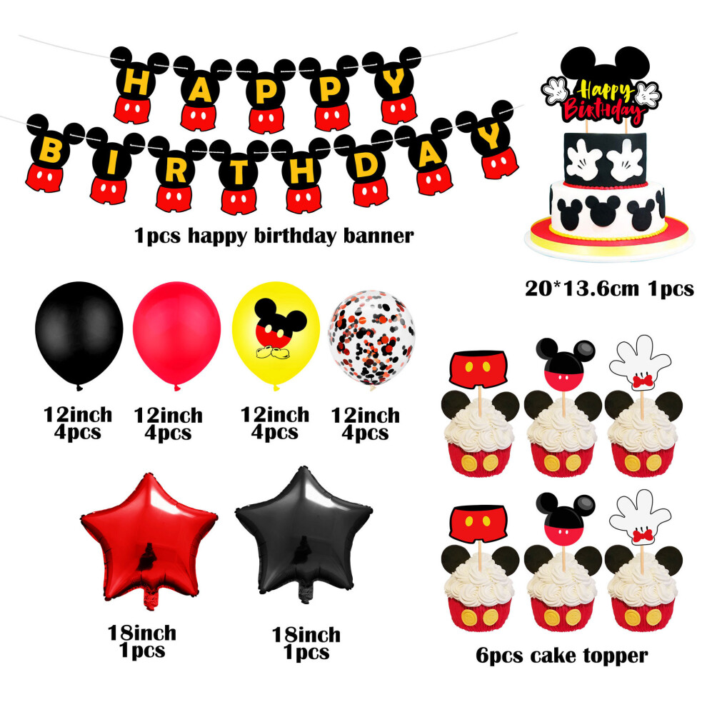(Set 2-25pcs) Mickey Mouse Party Supplies Decor Tableware Balloon