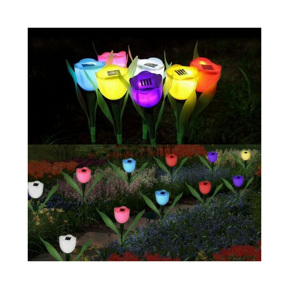 (Green) Solar Light Tulip Flower Lamp Multi-Color Outdoor Waterproof Garden Yard Path Lawn Insert Solar Light-image-OPC-P7M7V77-NEW