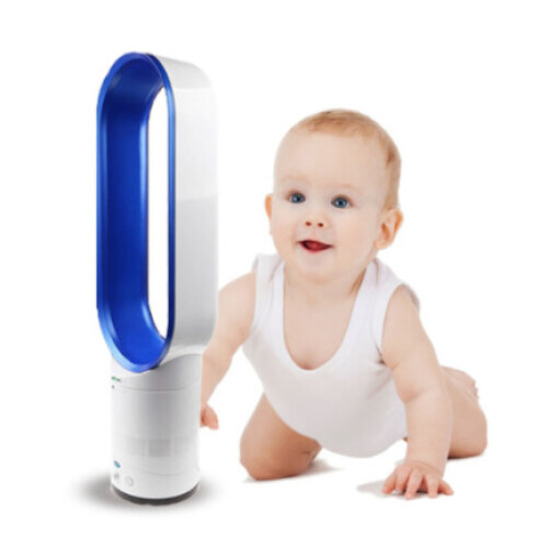 (16 Inch, Blue) Bladeless Tower Fan with Timer & Remote Control
