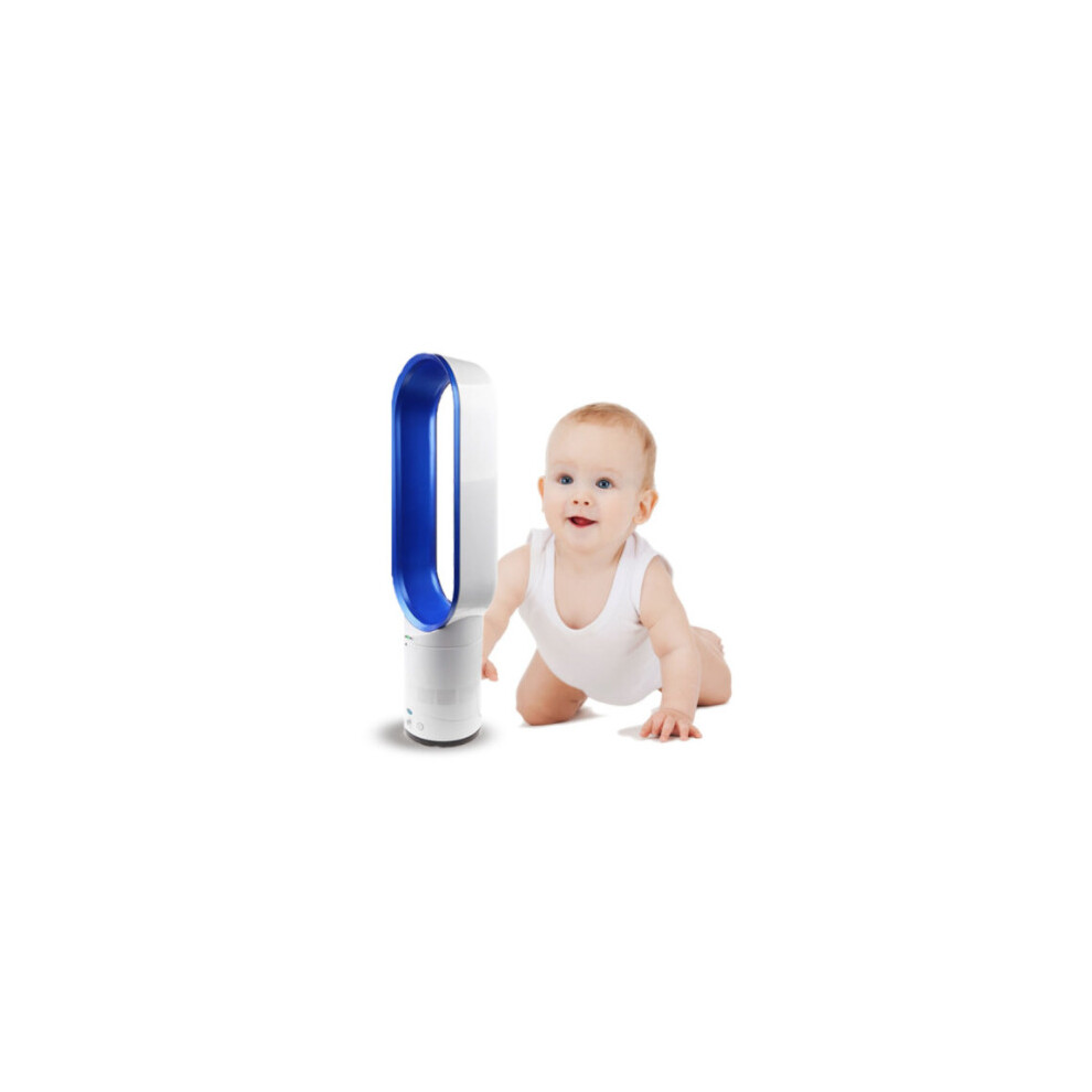 (Oval rectangle,Blue) Bladeless Tower Fan with Timer & Remote Control