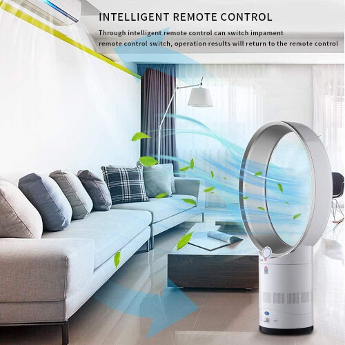 (16 Inch, Blue) Bladeless Tower Fan with Timer & Remote Control 1