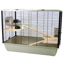 Langham Grey Large Rat Hamster Mouse Cage Two Tiers Wooden Shelves