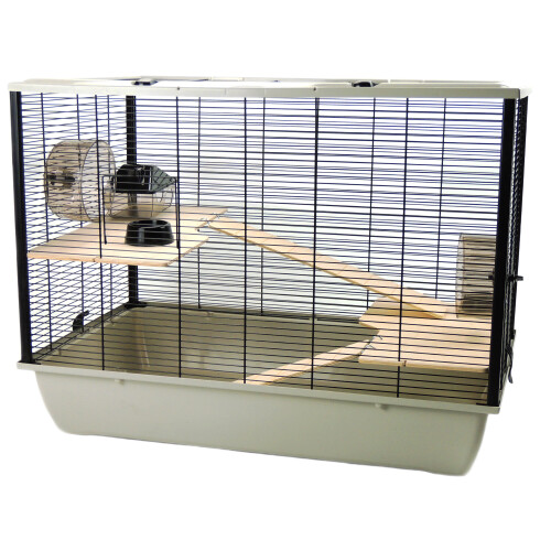 Langham Grey Large Rat Hamster Mouse Cage Two Tiers Wooden Shelves