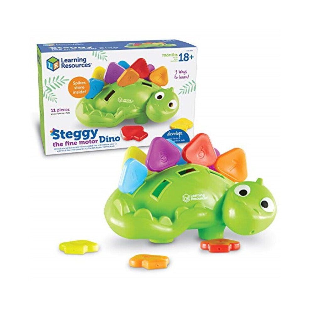 Learning Resources Steggy the Fine Motor Dino Montessori Toys Color Recognition Developmental Toys Fine Motor Toy Ages 2+