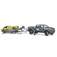 BRUDER - Veículo RAM 2500 POWER WAGON com reboque e carro BRUDER ROADSTER RACING TEAM