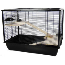 Pet Rat Hamster Cage Langham - Small Pet House Double 2 Tiers Black
