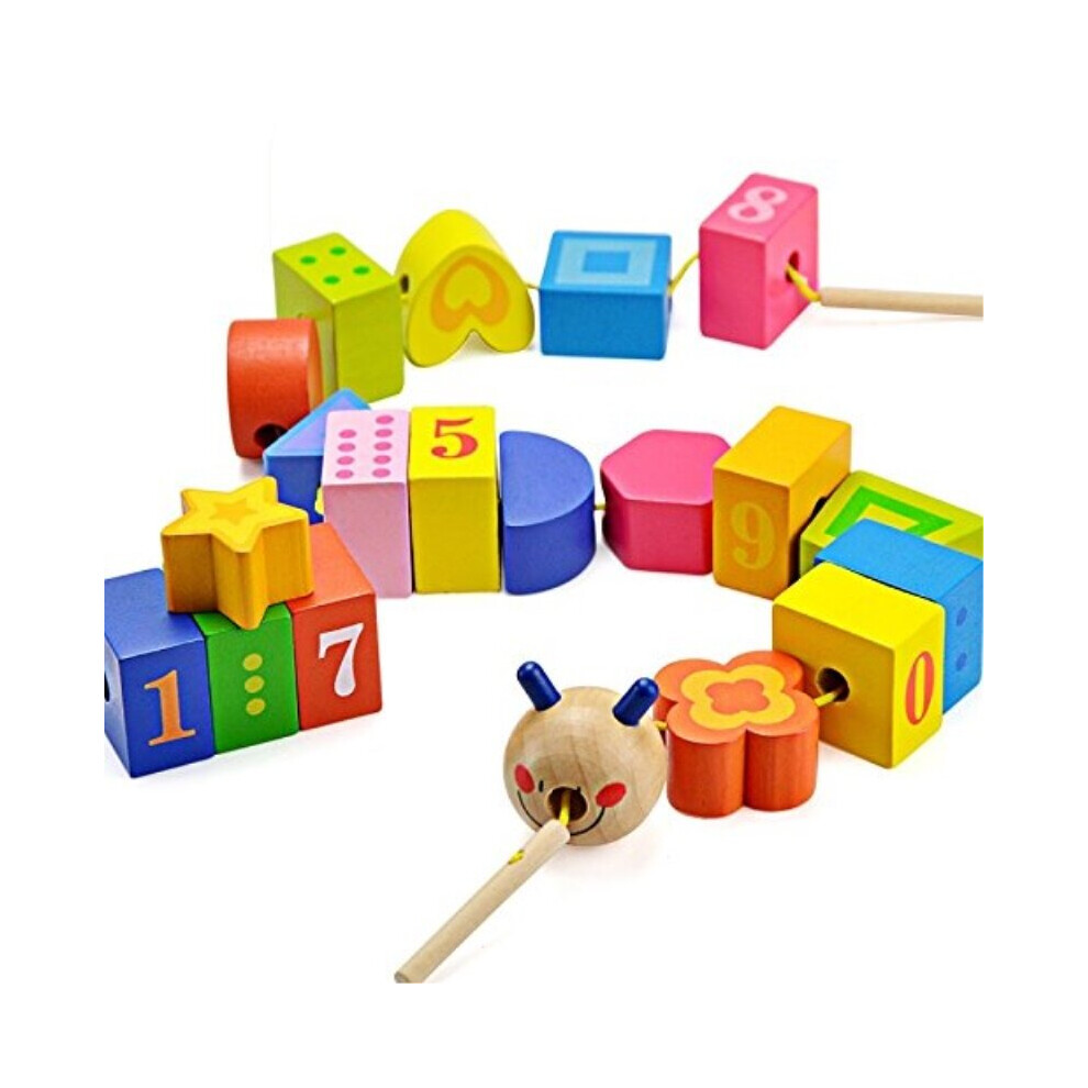 BOHS Caterpillar Lacing Blocks - Threading & Stacking - Toddler Learn Counting Numbers and Shapes- Baby Kids Fine Motor Skills Toys-image-OPC-P7M9ZW7-NEW