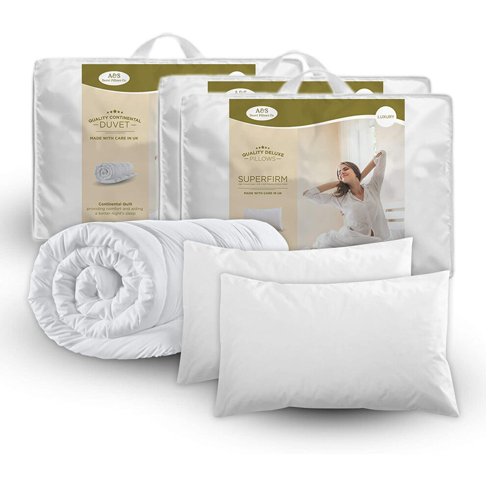 KING SIZE DUVET & 2 DELUXE PILLOWS-KING 4.5 TOG QUILT & 2 SUPERFIRM PILLOWS