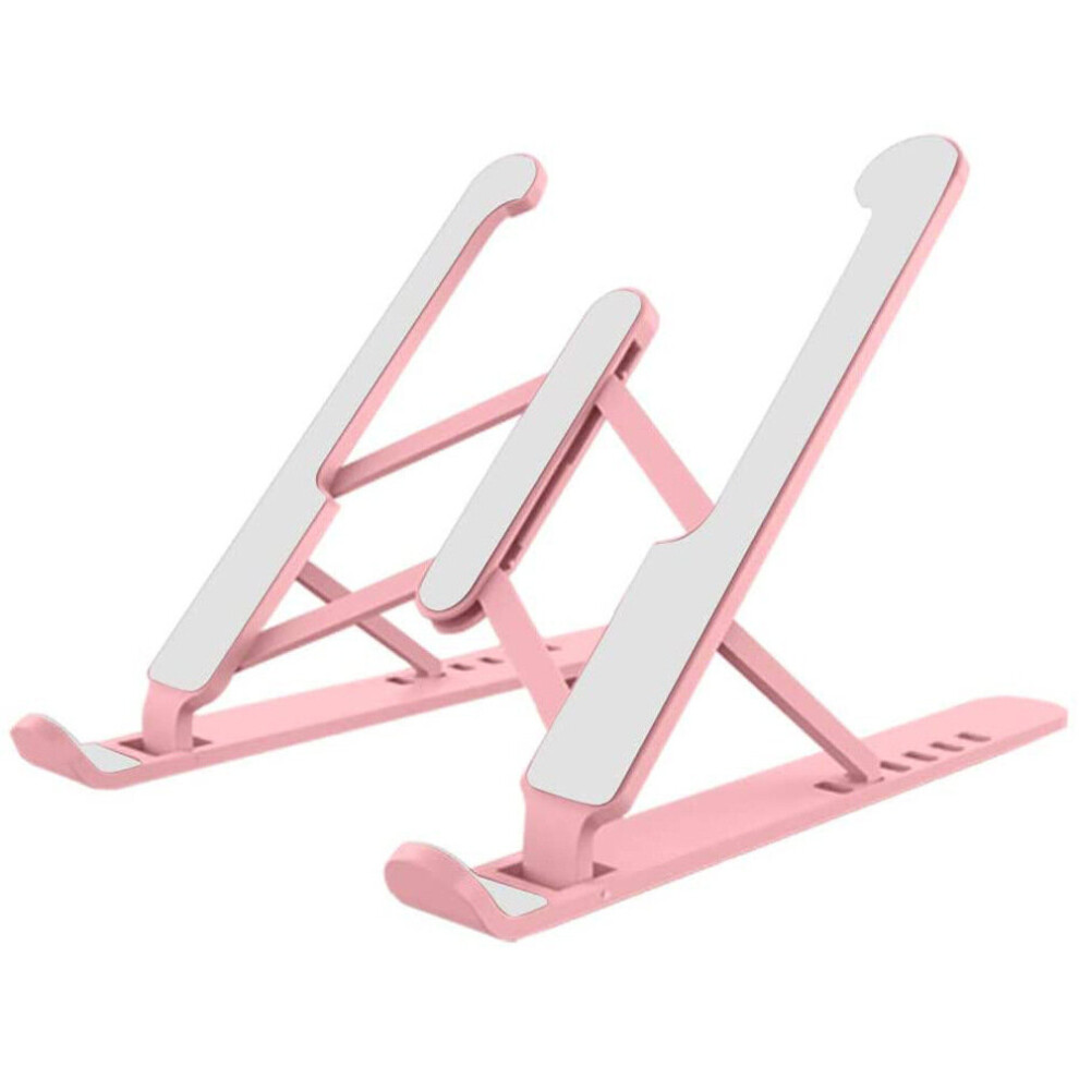 (Pink) Laptop Stand, Ventilated Laptop Computer Stand, Portable Foldable Desktop Laptop Riser Compatible with Laptop, Tablet, Phone