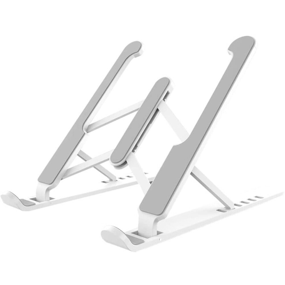 (White) Laptop Stand, Ventilated Laptop Computer Stand, Portable Foldable Desktop Laptop Riser Compatible with Laptop, Tablet, Phone