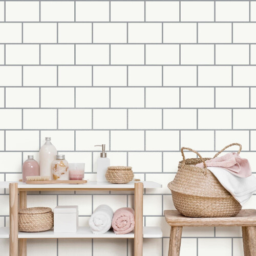 Crown Metro Tile Wallpaper Crown Silver White Metallic Textured Vinyl Glitter 1