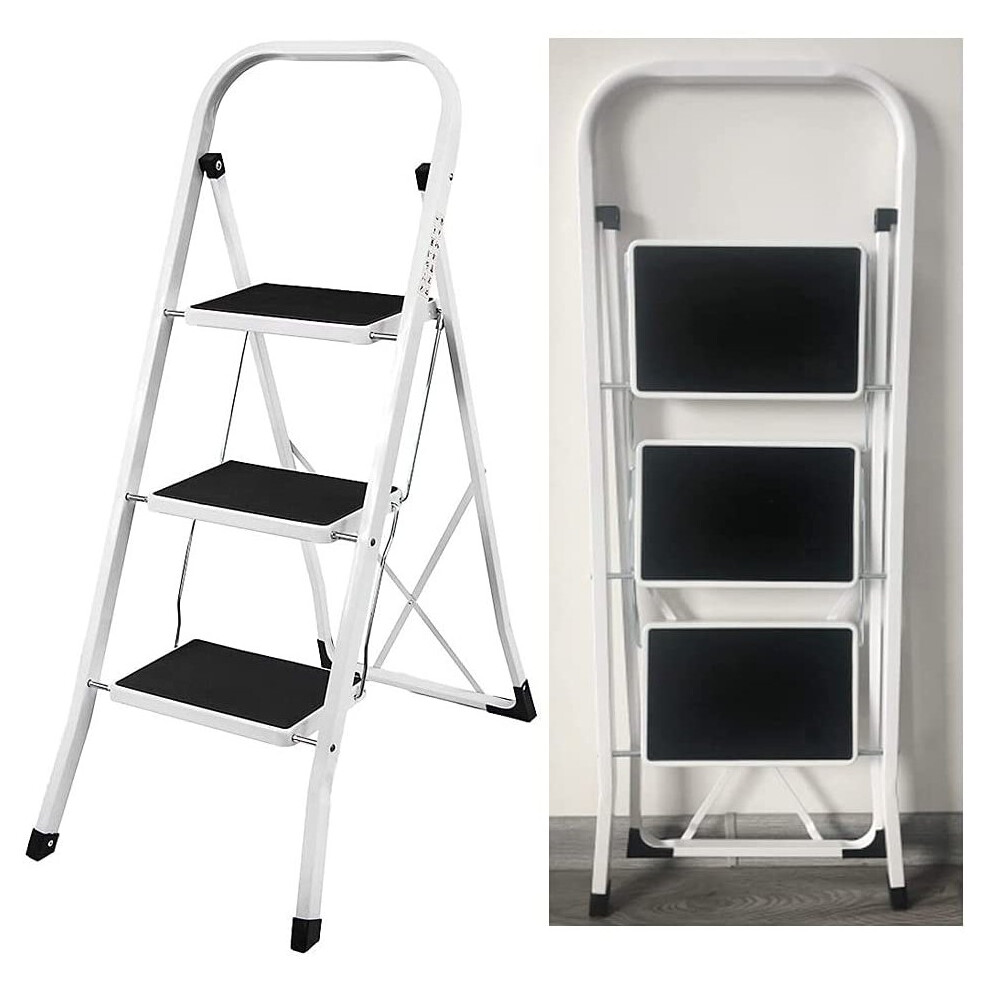 3 Step Steel Ladder Portable Folding Heavy Duty Anti-Slip Stepladder