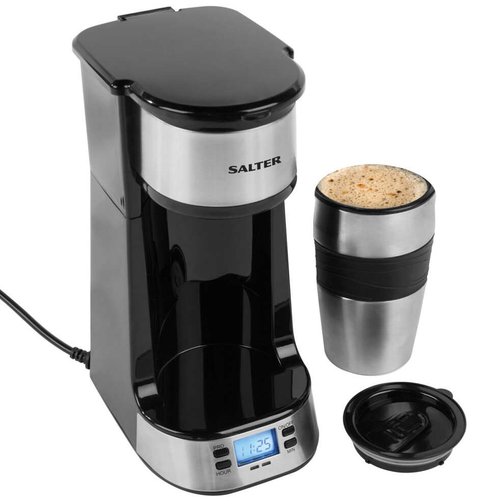 Salter Digital Coffee Maker Filtered Ground Pods Drinks Travel Mug 24 Hour Timer