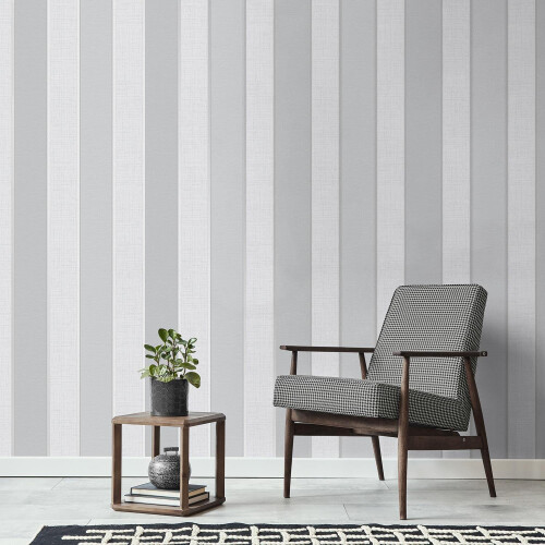 Fine Decor Larson Stripe Wallpaper Fine Décor Textured Vinyl Metallic Grey Silver 2