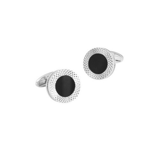 Smart Round Office Silver Cufflinks Shirt Sleeve Smart Black Pearl Button 2