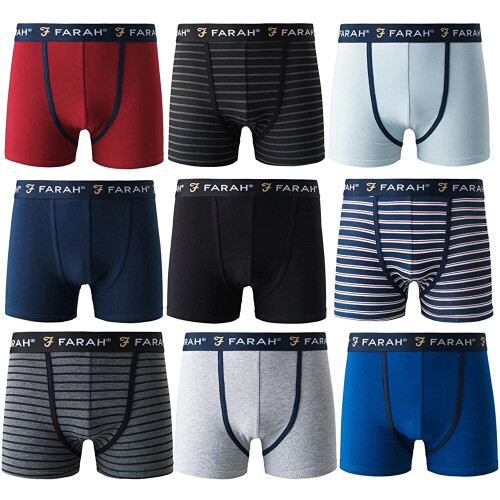Farah (M) Farah Mens Designer Boxer Shorts / Trunks 6 Pack