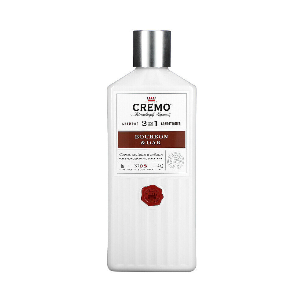 Cremo, 2 In 1 Shampoo & Conditioner, No. 08, Bourbon & Oak, 473ml