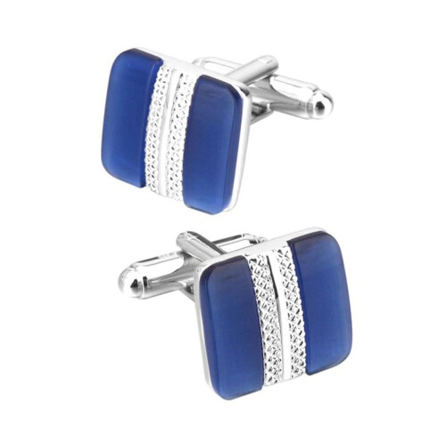 Classy Premium Square Silver Blue Cufflinks Perfect Present Gift Husband Wedding 1