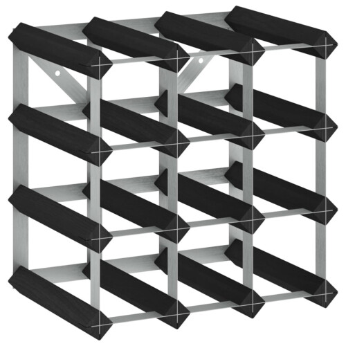 VidaXL vidaXL Solid Pine Wood Wine Rack for 12 Bottles Black Storage Bottle Holder 1