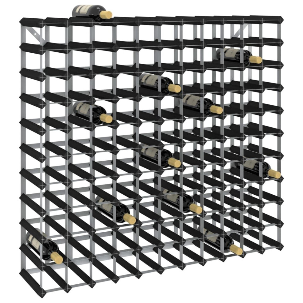 vidaXL Solid Pine Wood Wine Rack for 120 Bottles Black Storage Bottle Holder