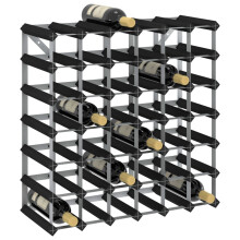 vidaXL Solid Pine Wood Wine Rack for 42 Bottles Black Storage Bottle Holder