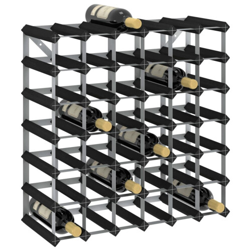 VidaXL vidaXL Solid Pine Wood Wine Rack for 42 Bottles Black Storage Bottle Holder