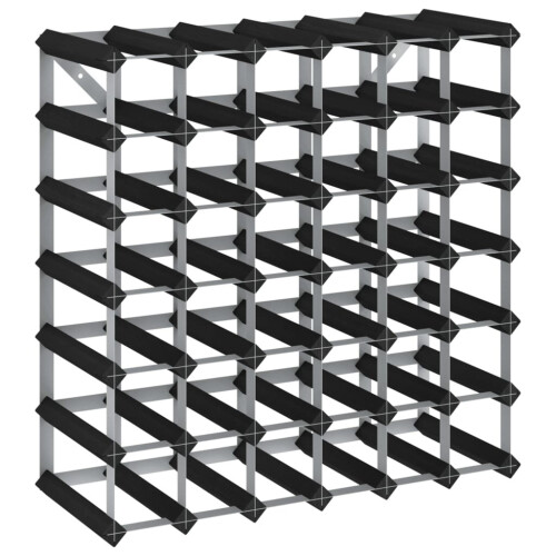 VidaXL vidaXL Solid Pine Wood Wine Rack for 42 Bottles Black Storage Bottle Holder 1