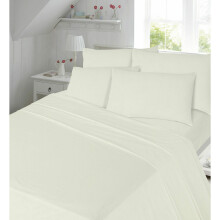 (Cream, Double) Flannelette Duvet Cover Pillow Cases 100% Cotton