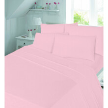 (Pink, Double) Thermal Flannelette Sheet Set Fitted, Flat Sheet