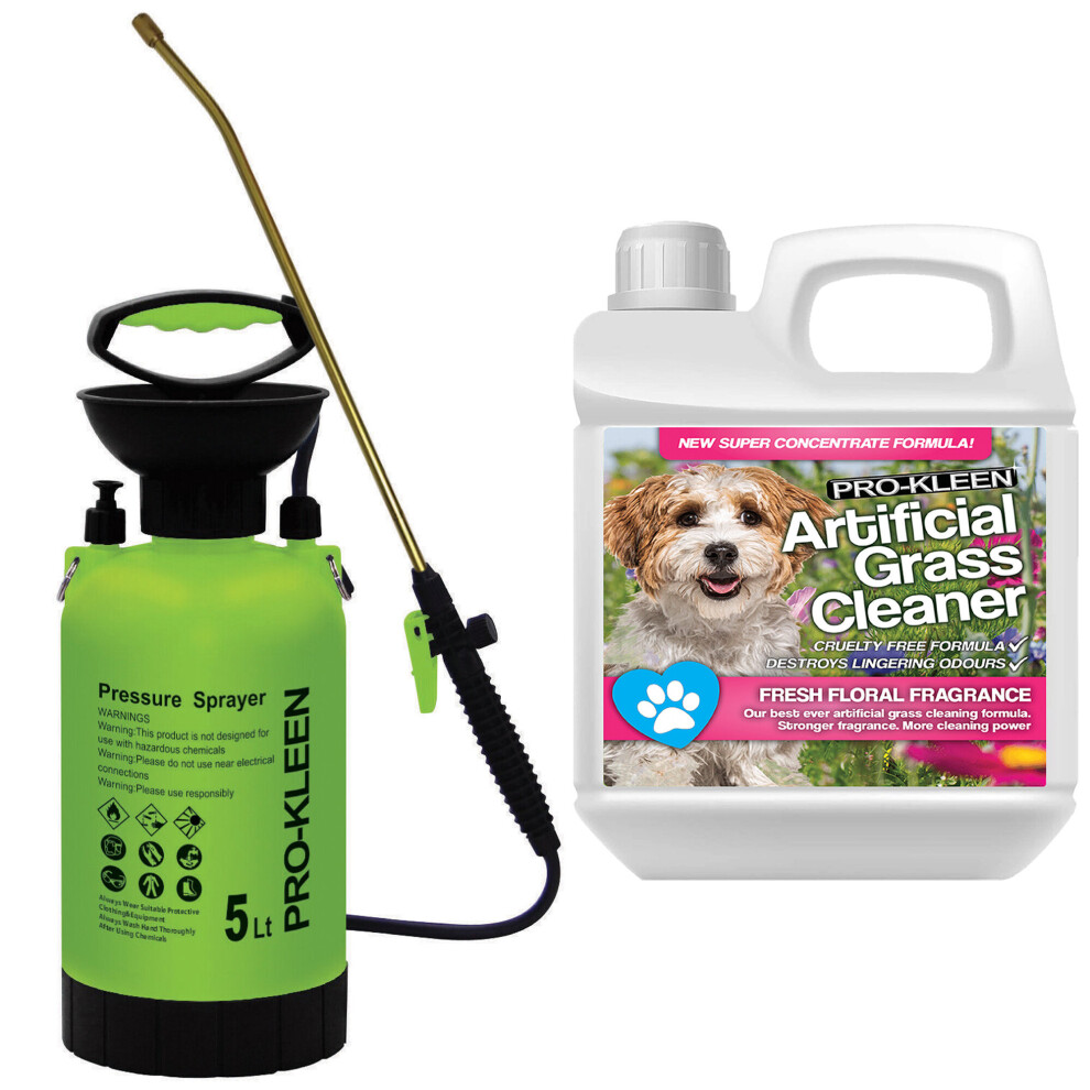 (Fresh Floral) Garden Pump Sprayer 5L & Artificial Grass Cleaner