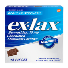 Ex-Lax Regular Strength Stimulant Laxative Chocolated Pieces 48 count
