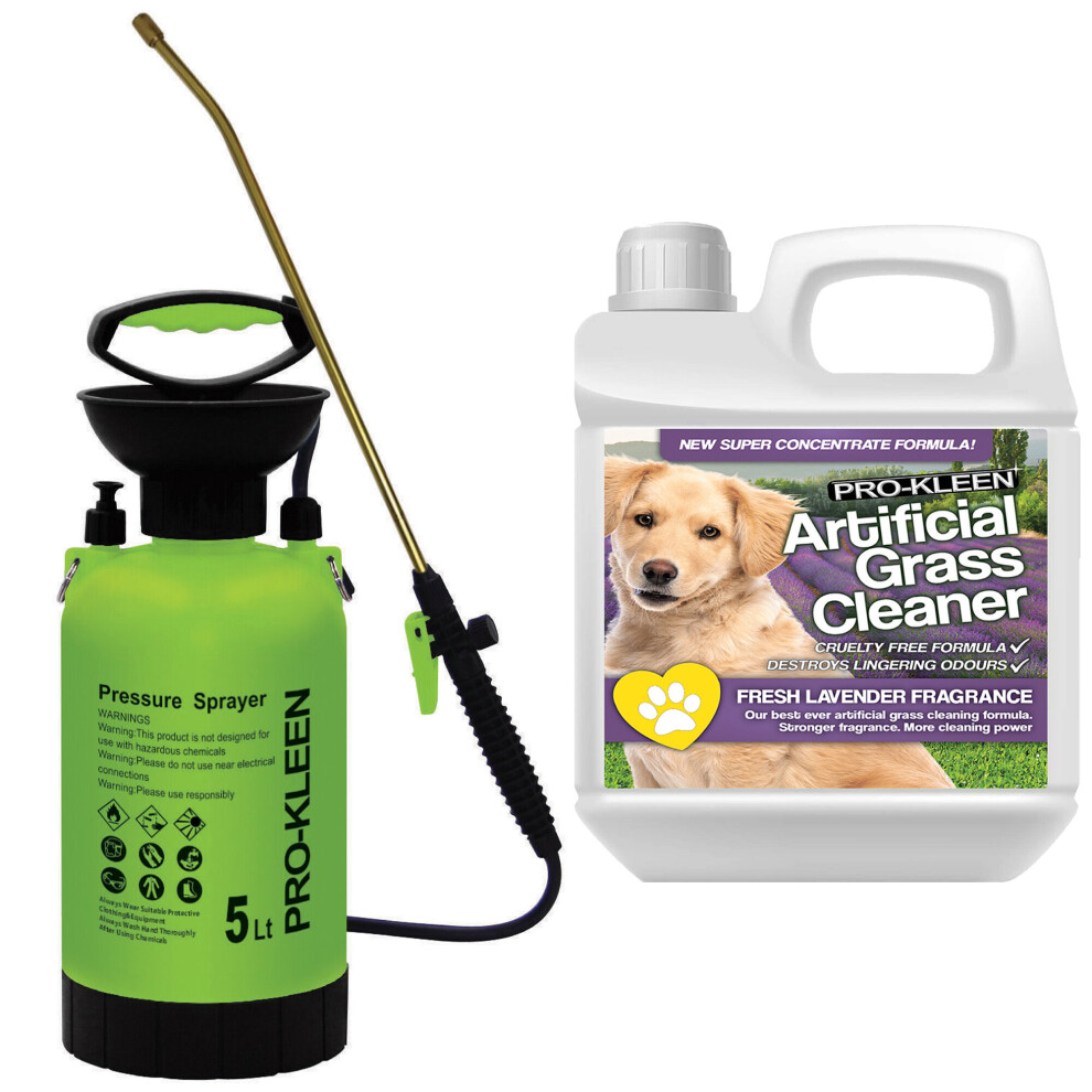 (Fresh Lavender) Garden Pump Sprayer 5L & Artificial Grass Cleaner