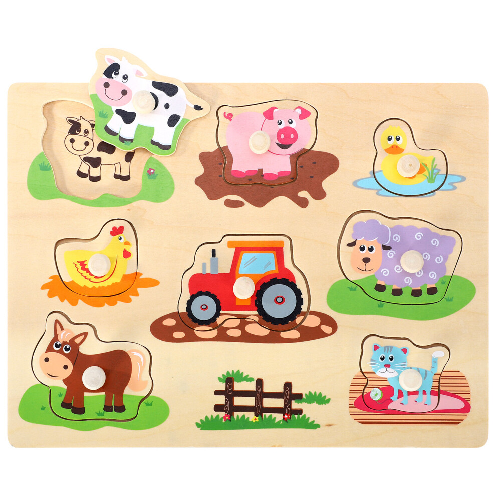 Soka Wooden Farm Animals Peg Puzzle Toy For Kids Infants 12 Months +