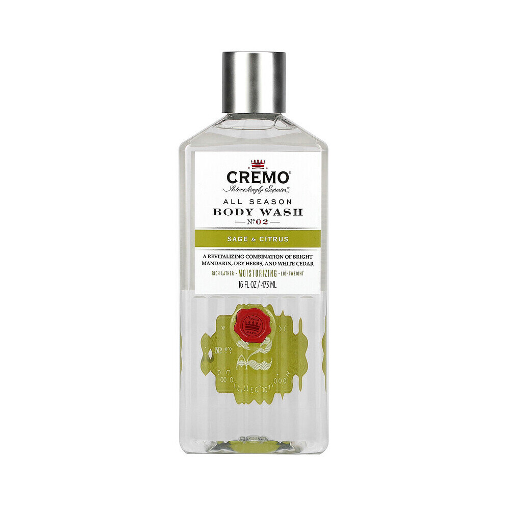 Cremo, All Season, Body Wash, No. 2, Sage & Citrus, 473ml