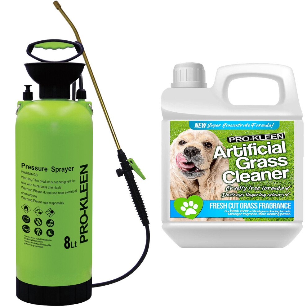 (Fresh Cut Grass) Garden Pump Sprayer 8L & Artificial Grass Cleaner