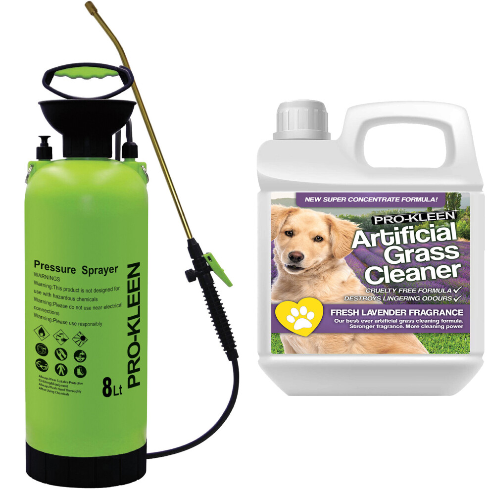 (Fresh Lavender) Garden Pump Sprayer 8L & Artificial Grass Cleaner