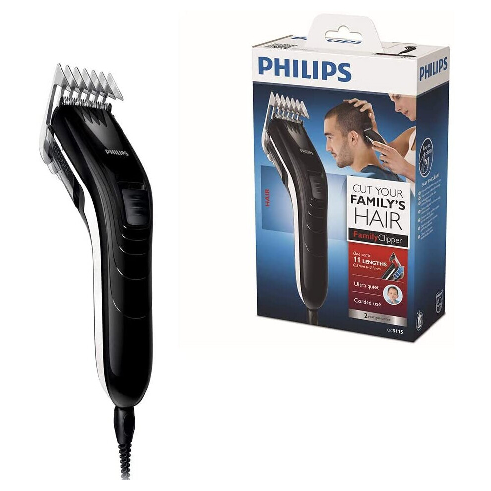Philips Hair Clippers For Men, Ultra-Quiet Hair Clipper, Length Changing Dial With 11 Settings, Shelf-Sharpening Blades