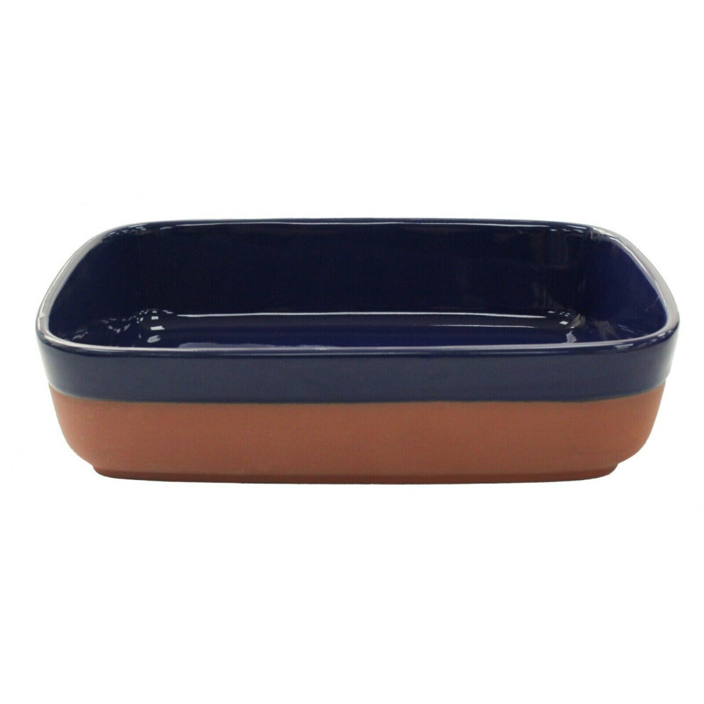 25cm Terracotta Oven Roasting Dish Rectangular Baker Serving Dish Glazed Finish