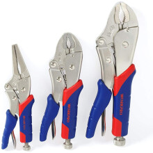 WORKPRO Locking Pliers Set, CR-V Steel Mole Grips, Quick-Release & Self-Locking with Soft Grip, 10-Inch & 7-Inch Curved Jaw, 6-1/2 Inch Stra