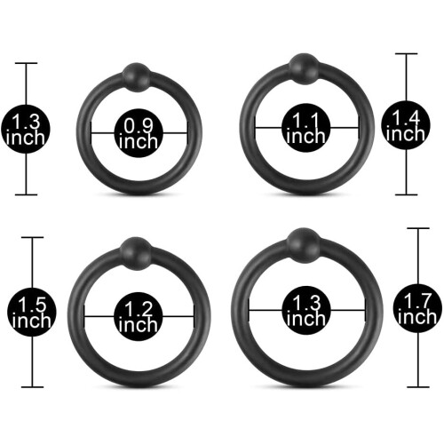 Cock Ring Set, 4 Penis Glans Style Cock Rings 1