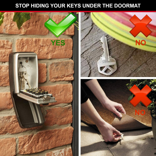 MASTER LOCK Key Safe [Wall mounted] [Push-Button Combination] [Weatherproof - Outdoor] - 5423EURD - Key Lock Box 1