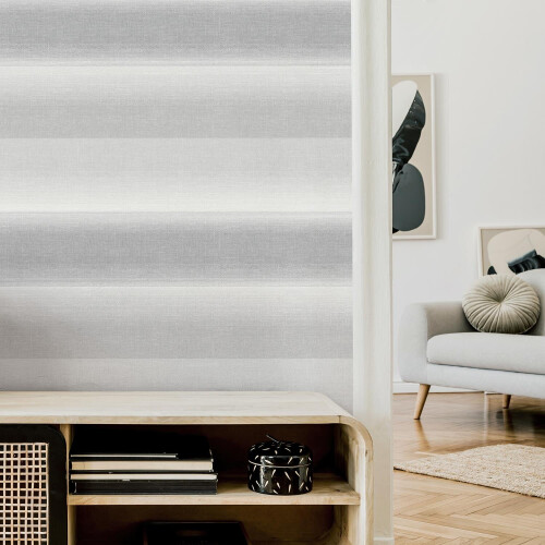 Crown Kirby Stripe Charcoal Wallpaper Crown Textured Vinyl White Grey Modern 1