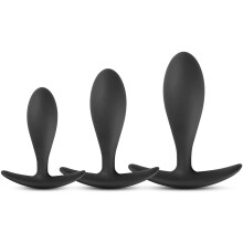 Premium Grade Silicone Triple Butt Plug Set, Unisex Sex Toy, Black