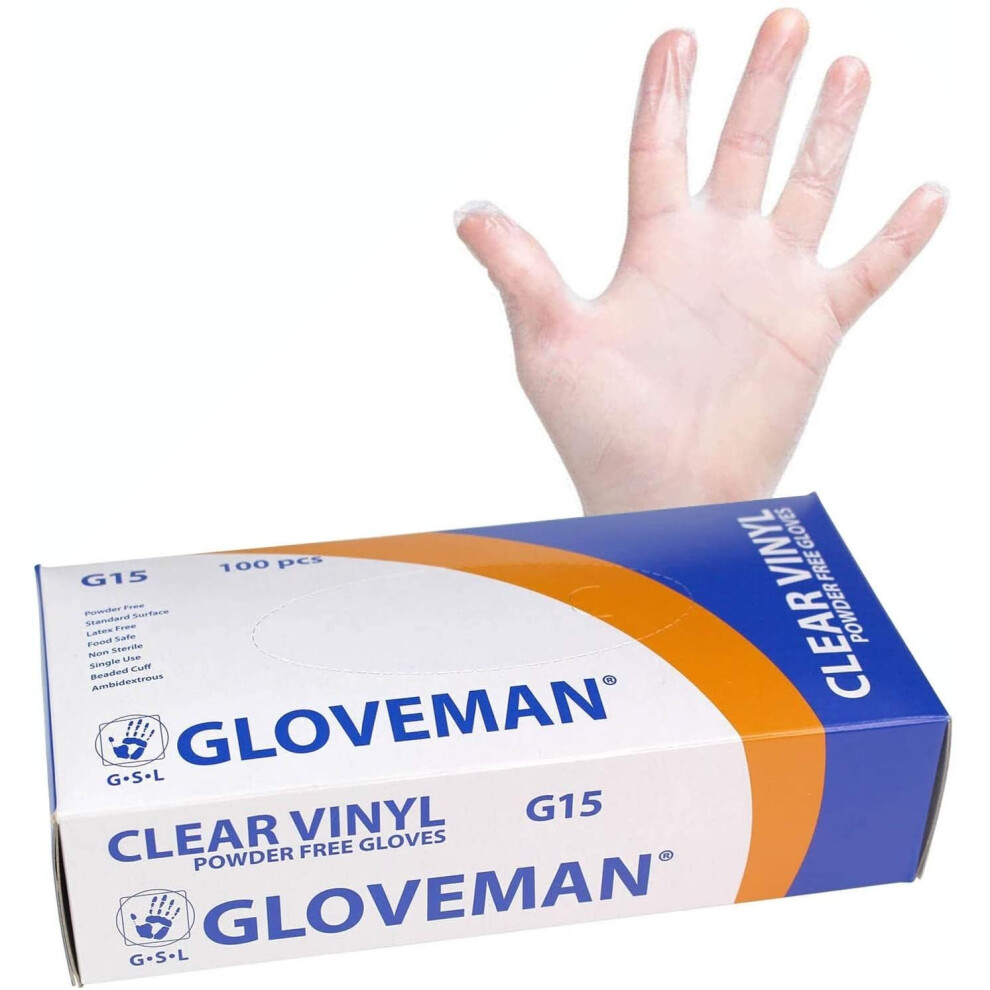 Gloveman Clear Vinyl Gloves (Box of 100) (Large)