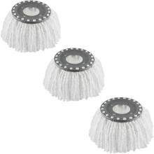 3 Pack Premium Ersatzmoppköpfe Nachfüllpackung für 360 rotierende Rundschleuder Magic Mop Mikrofaser Weiß