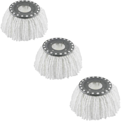 3 Pack Premium Replacement Mop Heads Refill for 360Â Rotating Round Spin Magic Mop Microfibre ï¼Whiteï¼