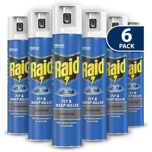 Lindt Raid Rapid Action Fly & Wasp Killer 300ml, Pack of 6