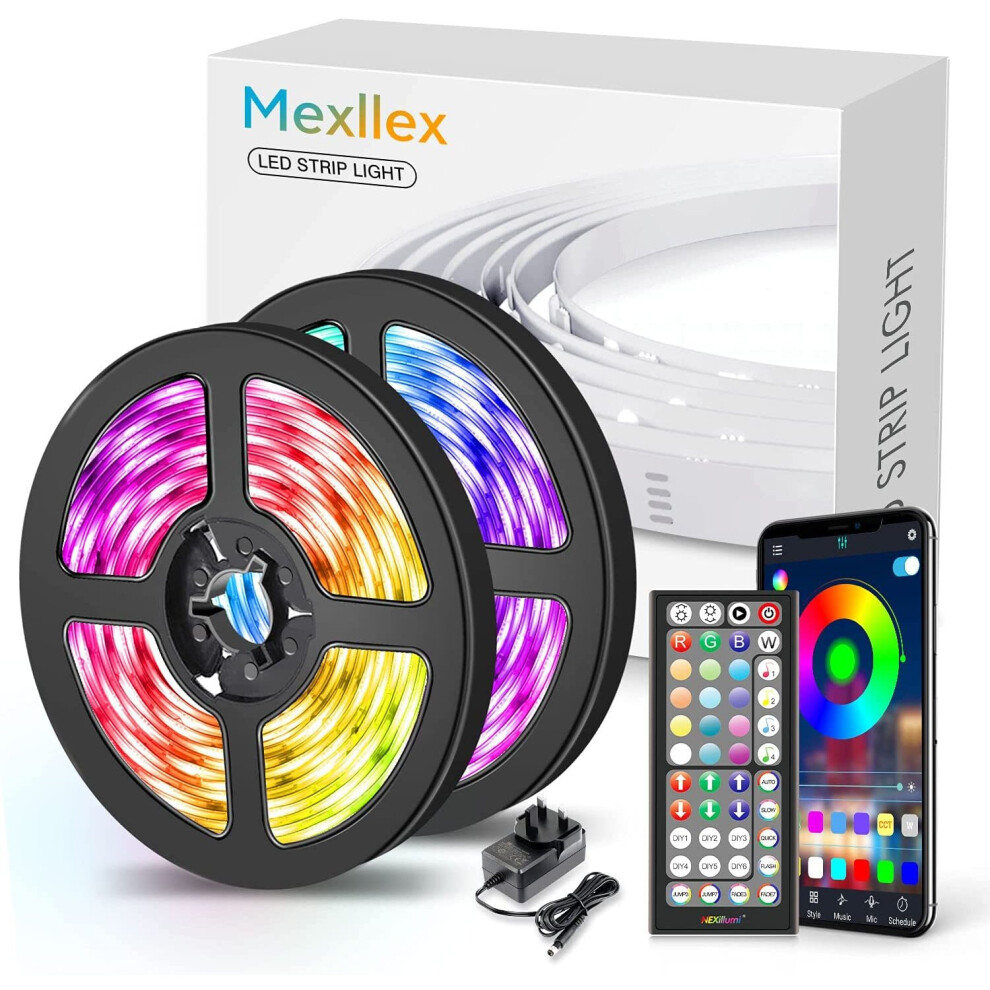 Led Strip S 15M Music Sync Color Changing Rgb Led Strip 44-Key Remote, Sensitive Built-In Mic, App Controlled Led S, 5050 Rgb Led Light