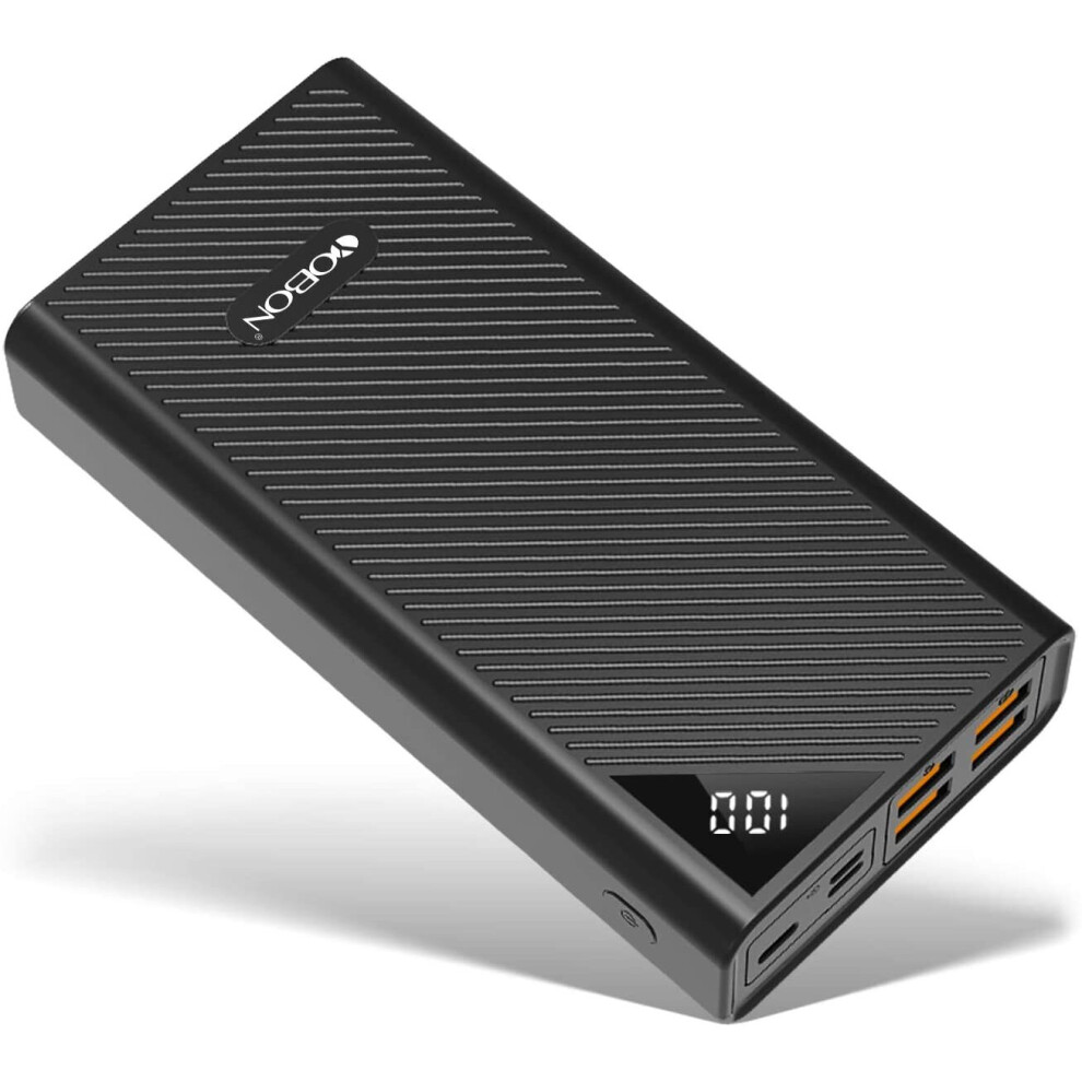 Power Bank Portable Phone Charger 30000mAh High Capacity External Backup Battery Pack 4 USB Ports Quick Charge LCD Display 3 Input Powerpack