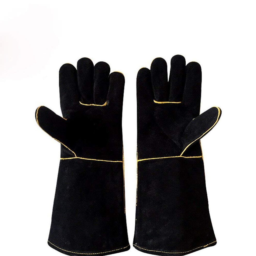Welding Gloves, Heat Resistant Fire Proof Gauntlets, Fireside Gloves for Wood Burners, Cow Split Leather Welders Gauntlets Riggers Gloves BB